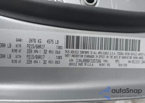 2015 Jeep Patriot Altitude Edition из США, поврежденный, VIN 1C4NJRBB6FD357206